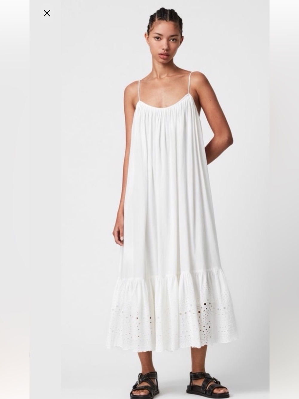 All saints paola white cotton pleated sundress FINAL PRICE NO OFFER CONSIDERED